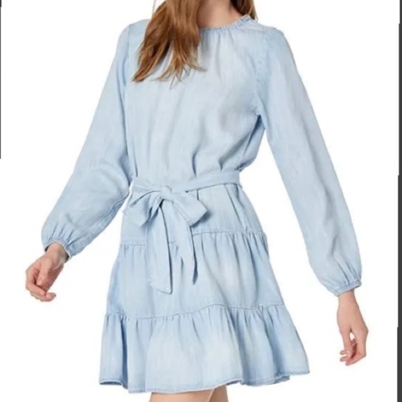 Cloth & Stone Gathered Tie Waist Ruffle Skirt Chambray Dress XS - Picture 1 of 11